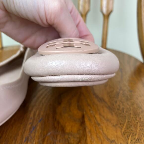 Tory Birch Minnie Travel Ballet Flats Scrunchie Back Nude Blush Color Sz 8 - Picture 6 of 16